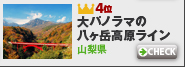 3月のシーニックルートMyコース登録ランキング4位：大パノラマの八ヶ岳高原ライン(山梨県)